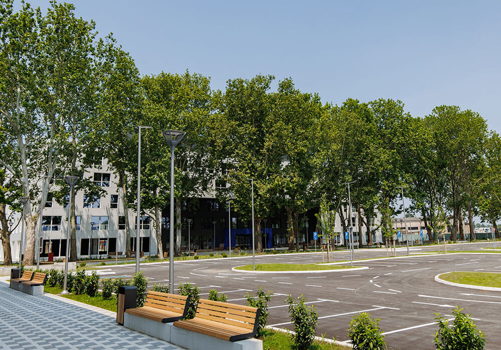 parking in front of the aficity business center in belgrade